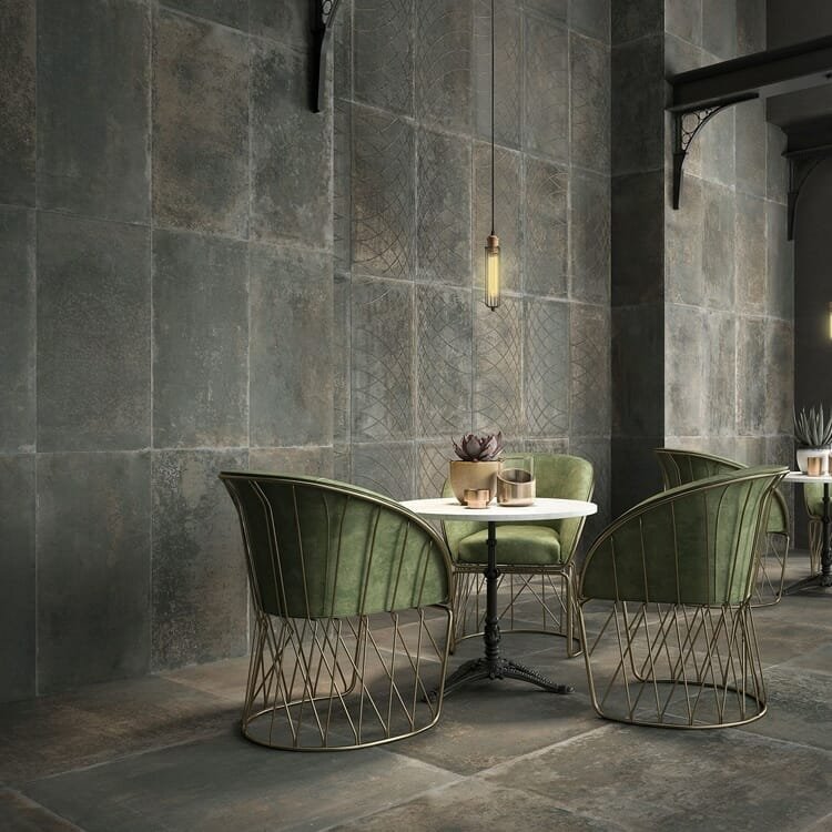Metallook Roestlook Tegels 60×60 Saloni Foundry Bronce Brons Resultaat