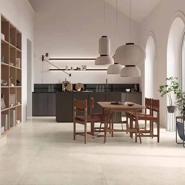 Natuursteenlook 120x120 - Cercom Square Rope Beige Sfeer