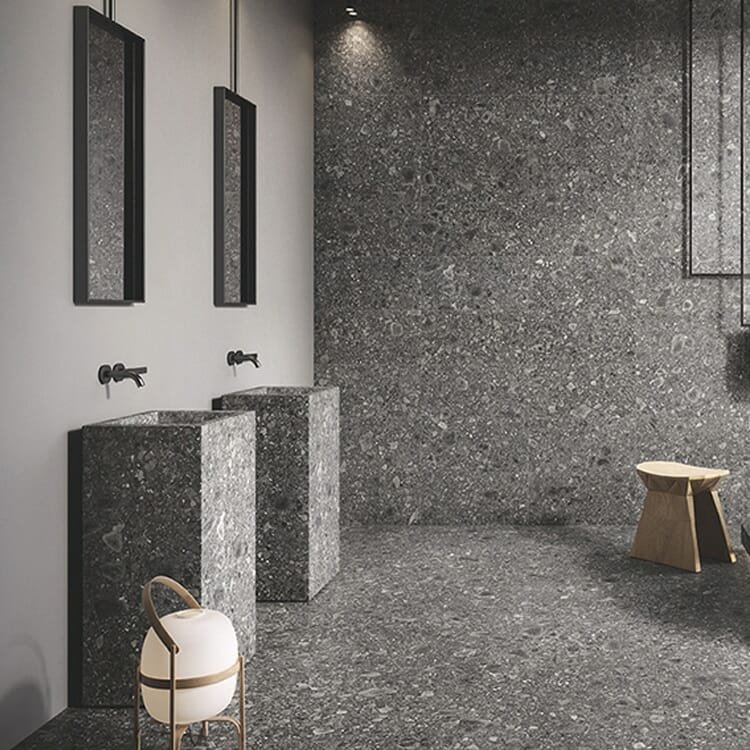 60x60 Terrazzo Tegels Ergon Granito Lombardo Nero Korting Sfeer