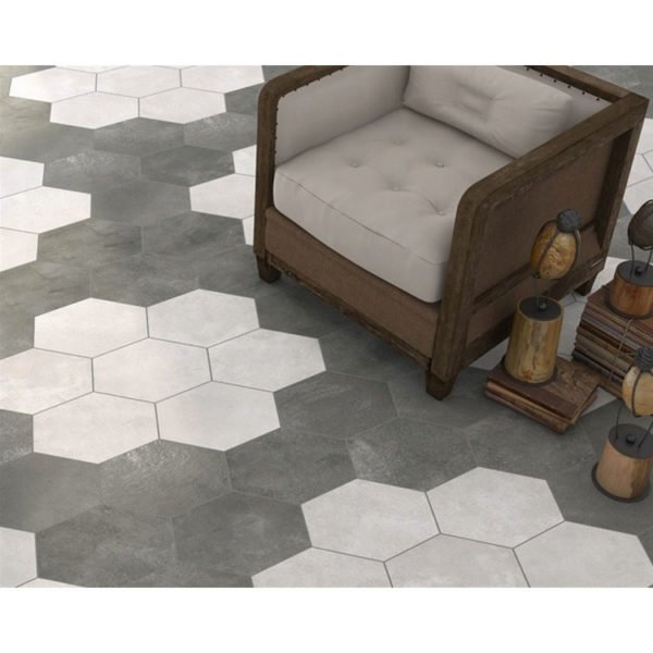 Betonlook Hexagon 23,3x26,8 - Vives Rift Blanco