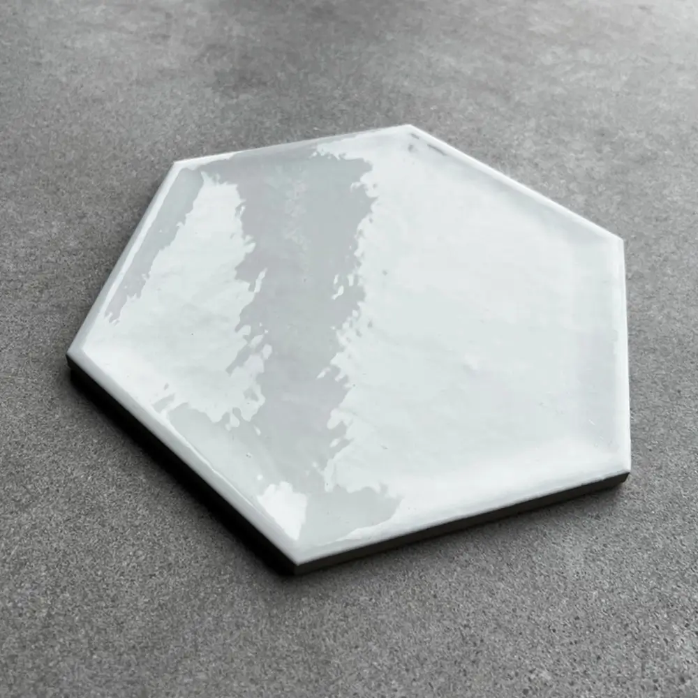 Hexagon 19,8x22,8 - Shiny Wit Glans Handvorm Detail
