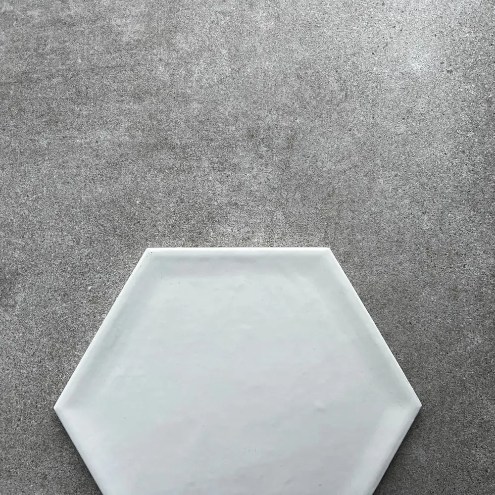 Hexagon 19,8x22,8 - Shiny Wit Glans Handvorm Sfeer