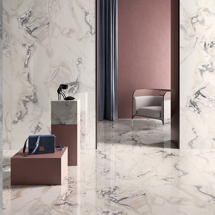 Marmerlook 60x120 - Keope Interno4 Calacatta San Babila Hoogglans