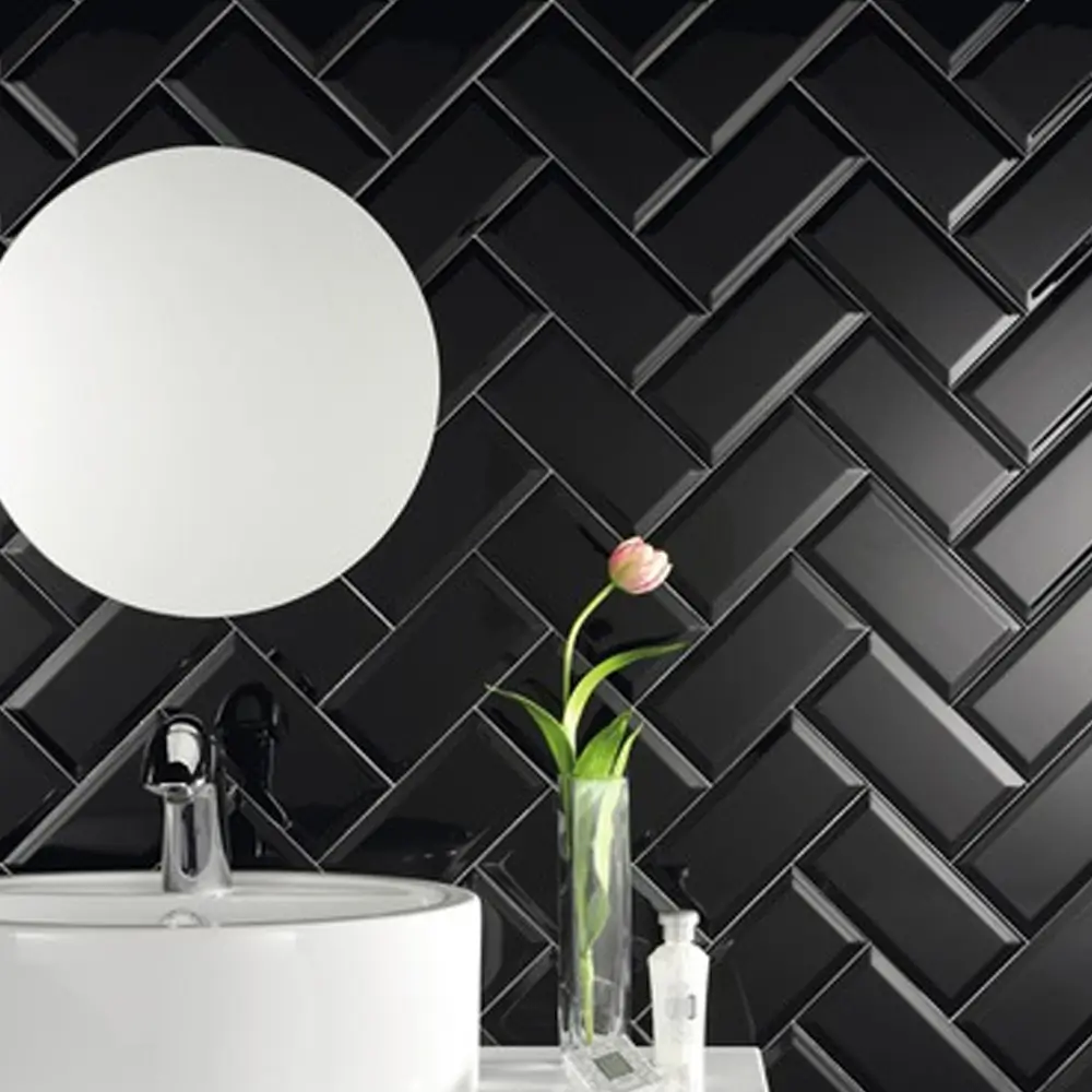 Metro Tegels 10x20 - Biselado Negro Zwart Mat